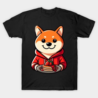 Shiba Inu Strawberry Pancakes Selfie Time T-Shirt